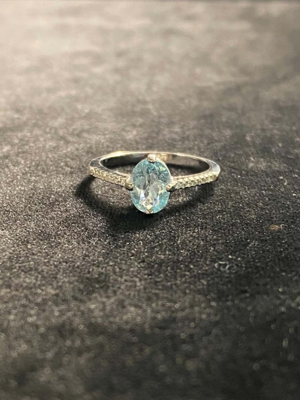.925 Sterling Silver Women Natural Oval Icy Blue Topaz Ring December Birthday